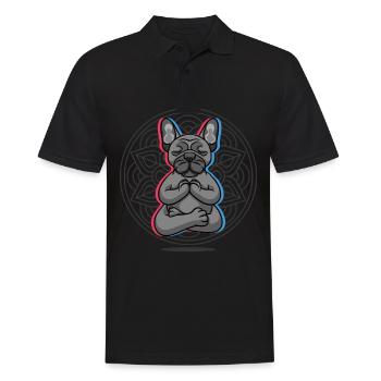 Namaste Lotus Mandala Französische Bulldogge - Männer Poloshirt - Schwarz - Vorne - Kai (181cm)