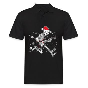 Electric Guitar Skeleton with Christmas Hat Guitarist - Men's Polo Shirt - black - Front - Kai (181cm)