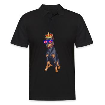 Doberman Queen Elizabeth II Britische Krone - Männer Poloshirt - Schwarz - Vorne - Kai (181cm)