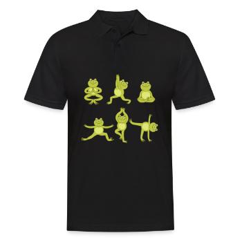 Yoga Frog Méditation Frog fait des exercices de yoga - Polo Homme - noir - Devant - Kai (181cm)