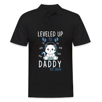 Leveled Up To Daddy Est. 2023 Gaming Cat - Men's Polo Shirt - black - Front - Kai (181cm)