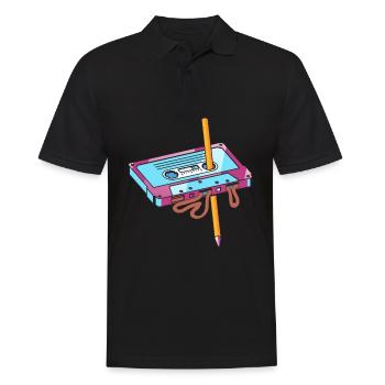 Kassette mit Bleistift - Männer Poloshirt - Schwarz - Vorne - Kai (181cm)