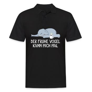 Der Frühe Vogel kann mich mal Elefant Kaffee - Männer Poloshirt - Schwarz - Vorne - Kai (181cm)