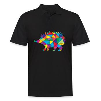 Hérisson Polygone Low Poly Animal - Polo Homme - noir - Devant - Kai (181cm)