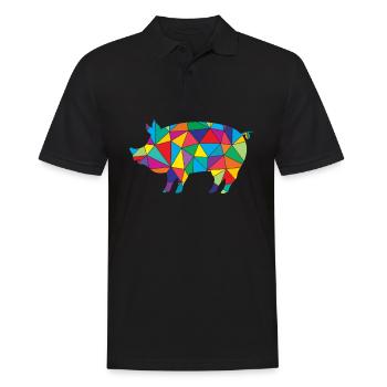 Schwein Polygon Landwirt Schweine - Männer Poloshirt - Schwarz - Vorne - Kai (181cm)