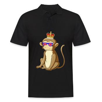 Affe Queen Elizabeth II Britische Krone - Männer Poloshirt - Schwarz - Vorne - Kai (181cm)