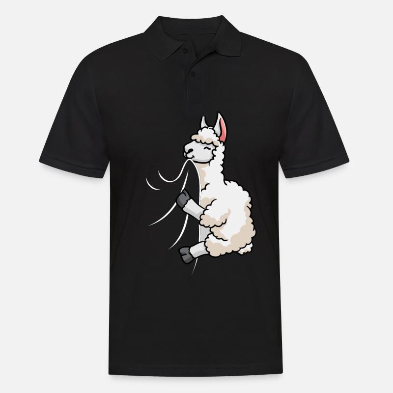 Biting Llama - Männer Poloshirt - Schwarz