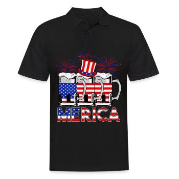 Happy Merica Beer USA American Flag - Männer Poloshirt - Schwarz - Vorne - Kai (181cm)