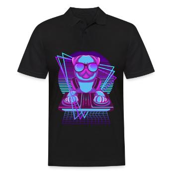 Party Musik Techno Hunde Vaporwave DJ Mops Hund - Männer Poloshirt - Schwarz - Vorne - Kai (181cm)