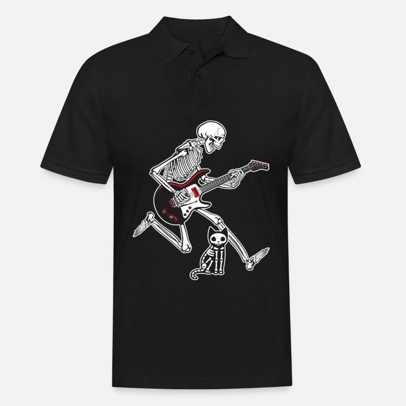 Chat de guitare squelette - Polo Homme - noir