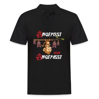 Angepisst von Angepasst Rebell Be Different Affe - Männer Poloshirt - Schwarz - Vorne - Kai (181cm)