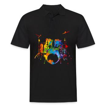 Splash Drum Musical Musician Drummer - Männer Poloshirt - Schwarz - Vorne - Kai (181cm)