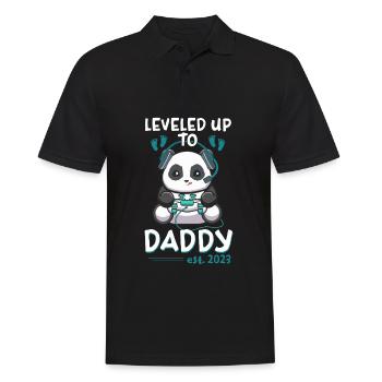 Leveled Up To Daddy 2023 Werdender Vater - Männer Poloshirt - Schwarz - Vorne - Kai (181cm)