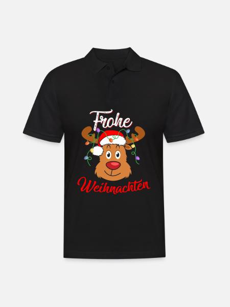 Rentier Frohe Weihnachten - Männer Poloshirt - Schwarz