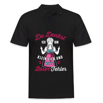 Du denkst ich bin klein lieb und nett Dirndl - Männer Poloshirt - Schwarz - Vorne - Kai (181cm)