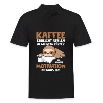 Kaffee erreicht Stellen Motivation Spruch Faultier - Männer Poloshirt - Schwarz - Vorne - Kai (181cm)