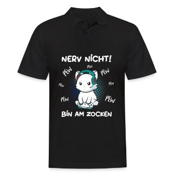 Nerv nicht bin am zocken Gamer Cat Katze Gaming - Männer Poloshirt - Schwarz - Vorne - Kai (181cm)