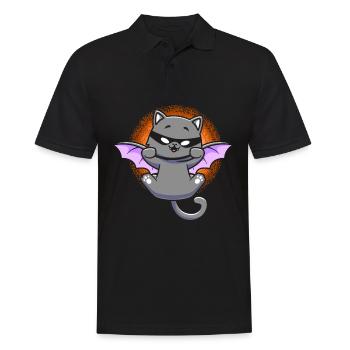 Chat noir avec aile de chauve-souris Chaton Halloween - Polo Homme - noir - Devant - Kai (181cm)