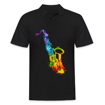 Splash Saxophone Musical Musician Saxophonist - Männer Poloshirt - Schwarz - Vorne - Kai (181cm)