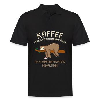 Kaffee erreicht Stellen Motivation Spruch Faultier - Männer Poloshirt - Schwarz - Vorne - Kai (181cm)