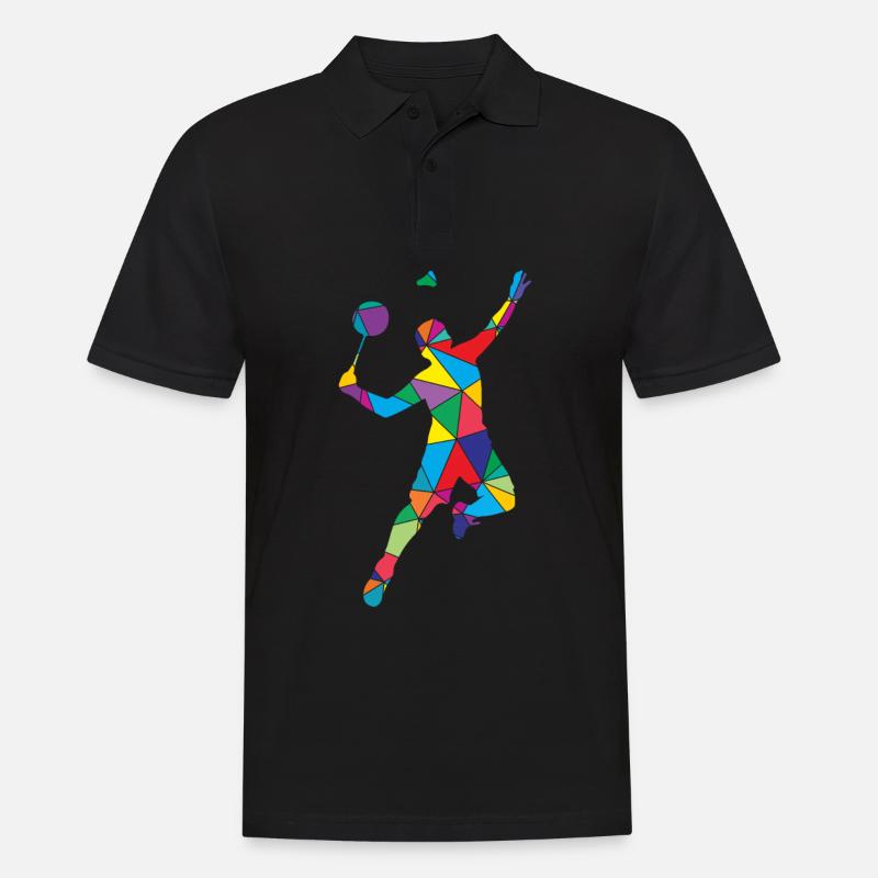 Low Poly Federball Polygon Badminton - Männer Poloshirt - Schwarz
