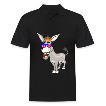 Esel Queen Elizabeth II Britische Krone - Männer Poloshirt - Schwarz - Vorne - Kai (181cm)