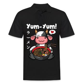Yum Yum Japan Anime Ramen Noodle Cow - Men's Polo Shirt - black - Front - Kai (181cm)
