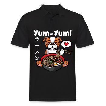 Anime Bulldog Ramen Nouilles Chien Kawaii - Polo Homme - noir - Devant - Kai (181cm)