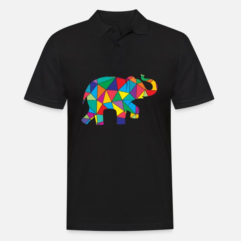 Low Poly Elephant Géométrie Éléphant - Polo Homme - noir