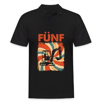 5. Geburtstag Bagger 5 Geburtstagshirt - Männer Poloshirt - Schwarz - Vorne - Kai (181cm)