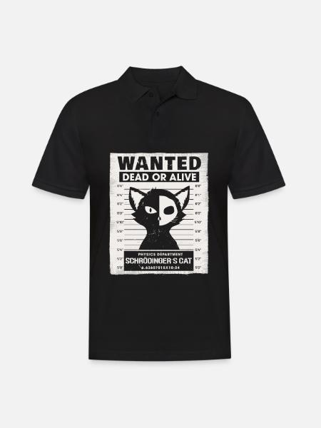 Wanted Dead Or Alive Physics Schrödingers Cat - Männer Poloshirt - Schwarz