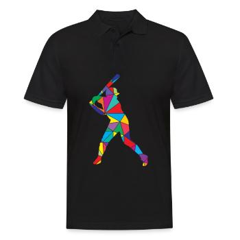 Low Poly Pitcher Schläger Polygon Baseball - Männer Poloshirt - Schwarz - Vorne - Kai (181cm)