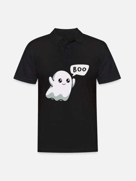 Boo Ghost Trick Or Treat Scary Creepy Halloween - Mannen poloshirt - zwart