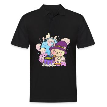 Kawaii Crazy Cat Witch - Men's Polo Shirt - black - Front - Kai (181cm)
