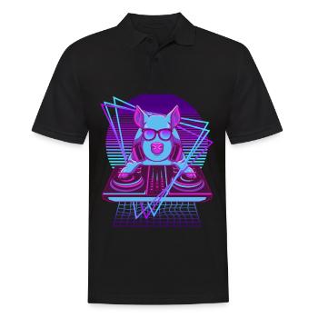 Vaporwave Schwein DJ Pult Schwein - Männer Poloshirt - Schwarz - Vorne - Kai (181cm)