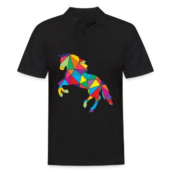 Low Poly Horse Géométrie Polygone Cheval - Polo Homme - noir - Devant - Kai (181cm)
