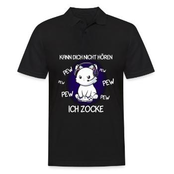 Kann Dich Nicht Hören Ich Zocke Gamer Katze - Männer Poloshirt - Schwarz - Vorne - Kai (181cm)