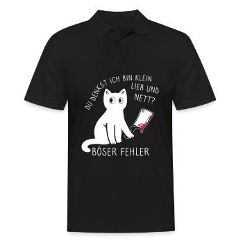 Du denkst ich bin klein lieb und nett Katze - Männer Poloshirt - Schwarz - Vorne - Kai (181cm)