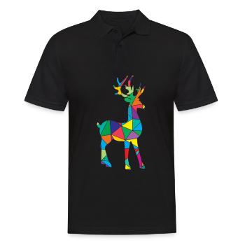 Low Poly Deer Géométrie Polygone Cerf - Polo Homme - noir - Devant - Kai (181cm)