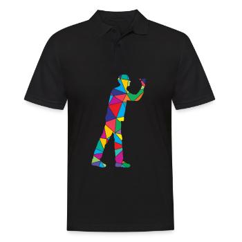Joueur de fléchettes Polygone Drôles de fléchettes - Polo Homme - noir - Devant - Kai (181cm)