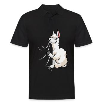 Un lama affamé mord dans sa chemise Drôle de lama - Polo Homme - noir - Devant - Kai (181cm)