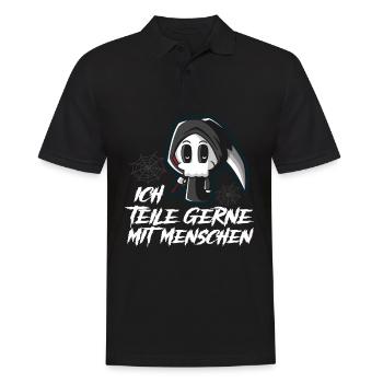 Ich Teile Gerne MitMenschen Sarkasmus Sensenmann - Männer Poloshirt - Schwarz - Vorne - Kai (181cm)