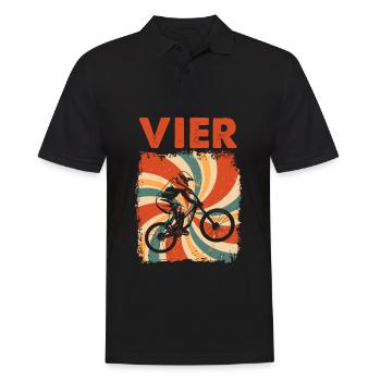 4. Geburtstag Mountainbike 4 Geburtstagshirt MTB - Männer Poloshirt - Schwarz - Vorne - Kai (181cm)