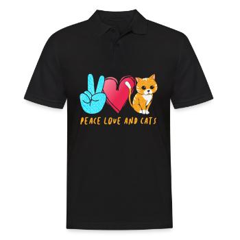 Peace Love Cats Peace Sign - Männer Poloshirt - Schwarz - Vorne - Kai (181cm)