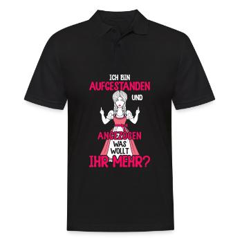 Bin aufgestanden und angezogen was wollt ihr mehr - Männer Poloshirt - Schwarz - Vorne - Kai (181cm)