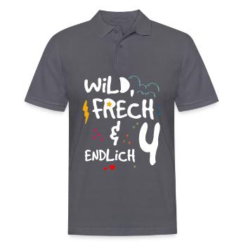 Wild Frech & endlich 4 Kindergeburtstag - Männer Poloshirt - Anthrazit - Vorne - Nico (186cm)