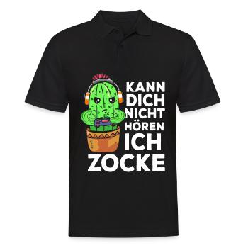 Kann Dich Nicht Hören Ich Zocke Gamer Kaktus - Männer Poloshirt - Schwarz - Vorne - Kai (181cm)