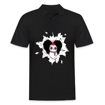 Panda avec un chapeau de Père Noël semble hors de déchiré - Polo Homme - noir - Devant - Kai (181cm)