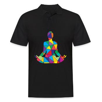 Low Poly Namaste Polygon Namaste Yoga - Men's Polo Shirt - black - Front - Kai (181cm)