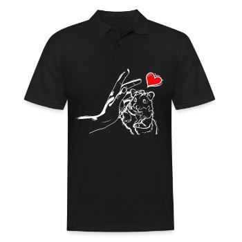 Hamster Herz Händchen Halten mit Hamster - Männer Poloshirt - Schwarz - Vorne - Kai (181cm)